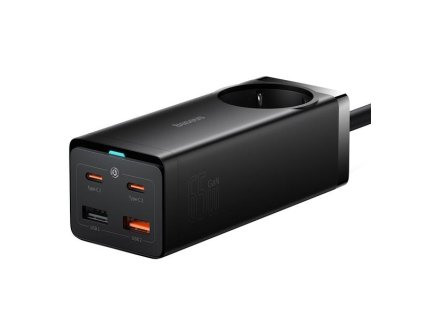 Baseus Rychlonabíječka do sítě GaN3 Pro, 2x USB-C, 2x USB + AC 65W černá