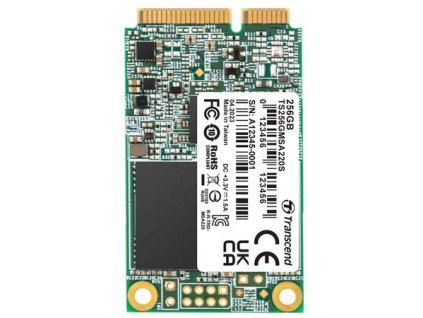 TRANSCEND MSA220S 256GB SSD disk mSATA, SATA III 6Gb/s (3D TLC), 560MB/s R, 500MB/s W