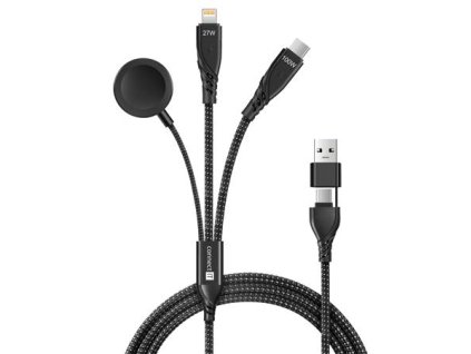 CONNECT IT Wirez 6in1 1x USB-C 1x Lightning 1x Watch charger 1,25 m ČERNÝ