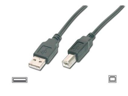 Digitus USB kabel A/samec na  B/samec, 2x stíněný, černý, 3m