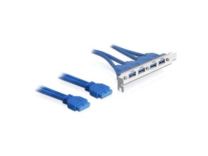Delock záslepka 4x interní USB 3.0-A samec > 4 x USB 3.0-A samice externí