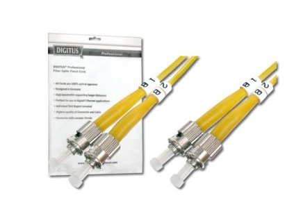 DIGITUS Fiber Optic Patch Cord, ST to ST, Singlemode, OS1, 09/125 µ, Duplex Length 2m