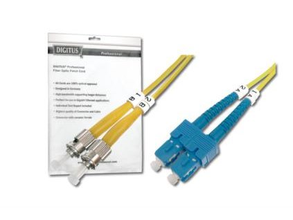DIGITUS Fiber Optic Patch Cord, ST to SC, OS2, Singlemode 09/125 µ, Duplex, Length 10m