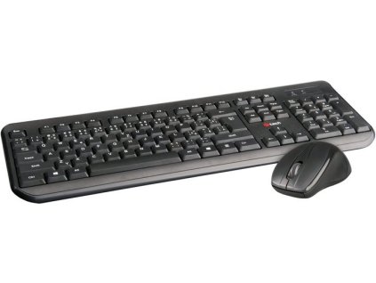C-TECH klávesnice WLKMC-01, bezdrátový combo set s myší, černý, USB, CZ/SK