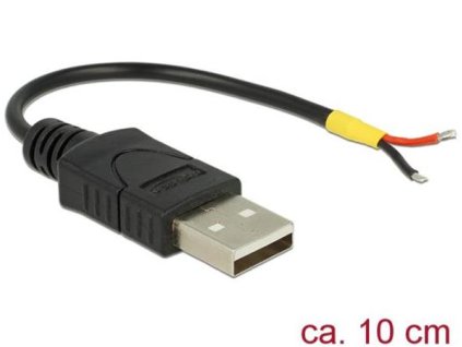 Delock Kabel USB 2.0 Typ-A samec > 2 x dráty bez konektoru 10 cm