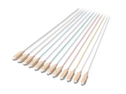 Digitus SC Fiber Pigtail , Loose Buffer, 50/125 µ 12 Pcs., Color code DIN IEC 304 Length 2m, Class OM3