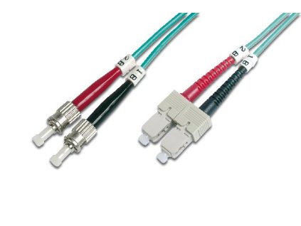 Digitus Fiber Optic Patch Cord, ST to SC Multimode 50/125 µ, Duplex Length 1m, Class OM3