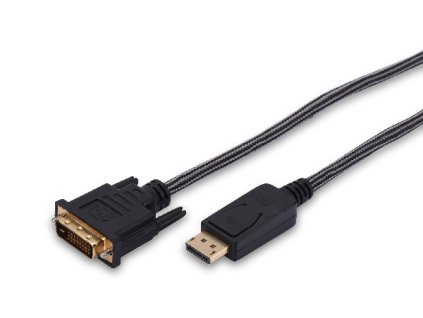 Ednet kabelový adaptér DisplayPort, DP samec na DVI (24 + 1) samec, 2,0 m, Full HD, CE, bavlna, zlato, bl