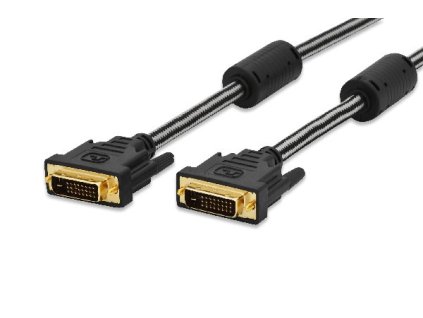 Ednet Připojovací kabel DVI, DVI (24 + 1), 2x ferit samec/samec, 2,0 m, DVI-D Dual Link, bavlna, zlato, černý