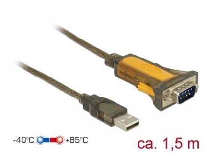 Delock Adaptér USB 2.0 Typ-A > 1 x Sériový RS-232 DB9 rozšířený teplotní rozsah