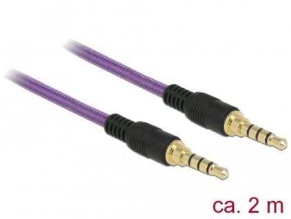 Delock Kabel Stereo Jack 3,5 mm 4 pin samec > samec 2 m fialový