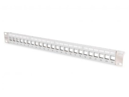 DIGITUS Modular Patch Panel, stíněný, 24 portů, 1U, Rack Mount, transp. štítek pole, šedáModular Patch Panel, stíněný, 24 portů, 1
