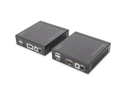 DIGITUS Sada 4K HDMI KVM Extender, HDBaseT, UHD 4K * 2K @ 30 Hz, 70 m po síťovém kabelu (kat. 5E, 6)