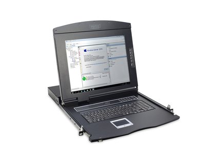 DIGITUS Professional Modular console with 17" TFT (43,2cm), 8-port. Cat.5 KVM & Touchpad, german keyboard