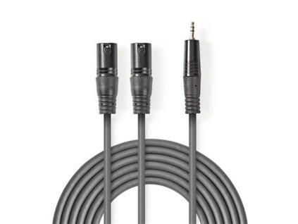 Nedis COTH15310GY15 - XLR Audiokabel | 2x XLR 3pinová Zástrčka – 3,5mm Zástrčka | 1,5 m | Šedá barva