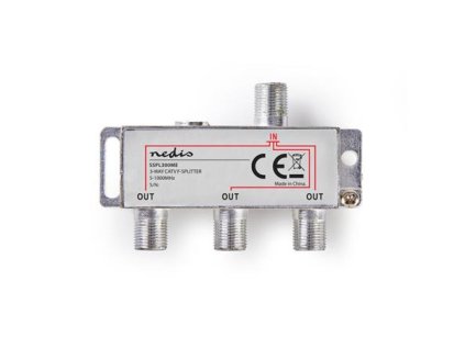 Nedis SSPL300ME - CATV F-Rozbočovač | Max. zisk 6,8 dB | 5–1 000 MHz | 3 Výstupy