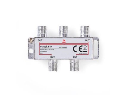 Nedis SSPL400ME - CATV F-Rozbočovač | Max. zisk 8,0 dB | 5–1 000 MHz | 4 výstupy