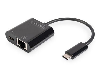 DIGITUS Gigabitový ethernetový adaptér USB typu C + PD s funkcí napájení