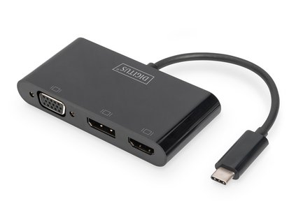 DIGITUS USB-C™ 3v1 adaptér pro tři monitory (HDMI, DP, VGA)