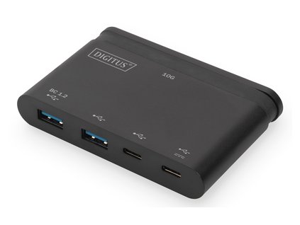 DIGITUS 4-portový USB-C hub 10G 2x USB-C Data + PD 3.0, 2x USB-A, černý