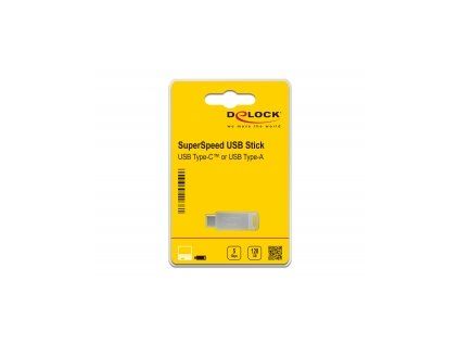 Delock Flash disk USB 3.2 Gen 1, USB-C + Typ-A, 128 GB - kovový kryt