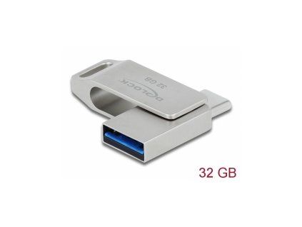 Delock Flash disk USB 3.2 Gen 1, USB-C + Typ-A, 32 GB - kovový kryt