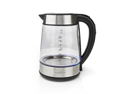 Nedis KAWK320EGS - Rychlovarná konvice | 1.7 l | Sklo | Transparentní | 60,70,80,90,100 °C | Ukazatel teploty | Otočný o 360 stupň