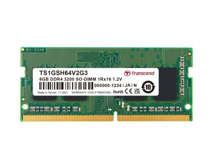 Transcend paměť 8GB SODIMM DDR4 3200 1Rx16 1Gx16 CL22 1.2V