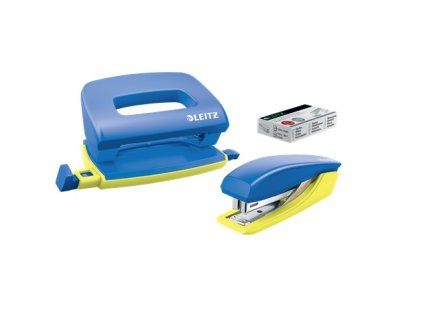 LEITZ Set mini sešívačky a děrovačky  UrbanChic, modrá