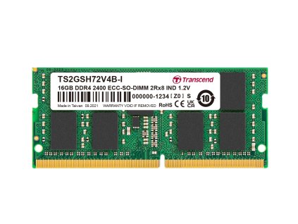 Transcend paměť 16GB Industrial ECC SODIMM DDR4 2400 2Rx8 1Gx8 CL17 1.2V