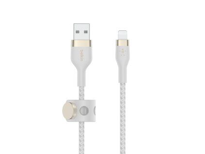 Belkin BOOST CHARGE Lightning/USB-A kabel, 3m, bílý - odolný PRO Flex