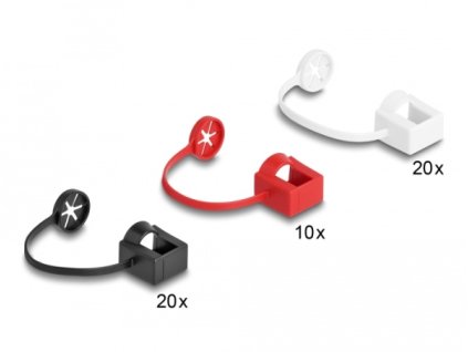 Delock Protiprachový kryt pro zástrčku RJ45 s montážní sponou, sada 50 ks, barevná