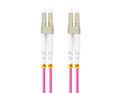 LANBERG optický patch cord MM LC/UPC-LC/UPC duplex 1m LSZH OM4 50/125 průměr 3mm, barva magenta