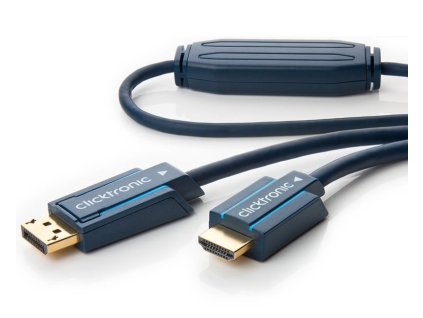 ClickTronic HQ OFC kabel DisplayPort - HDMI typ A, zlacené kon., 3D, M/M, 7.5m