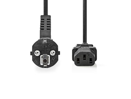 Nedis CEGL10015BK50 - Napájecí Kabel 3 x 1,5 mm2 | Typ F Zástrčka | IEC-320-C13 | Úhlový | Přímý | 5 m | Černá barva