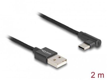 Delock Kabel USB 2.0 Typ-A samec na USB Type-C samec pravoúhlý 2 m černý