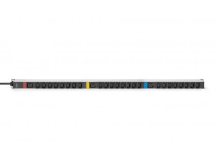 DIGITUS IT BASIC PDU, 3PH, 16A, 24 x C13, 3 x C19 Vertikální, 3m kabel, IEC309 3Ph-16A zástrčka