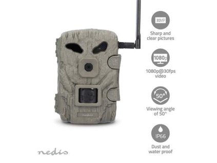 Nedis WCAM460GN - Fotopast 1080p@30fps | 30.0 MPixel | 2MP CMOS | IP66 | Černá IR | Noční vidění | Úhel záběru:50°