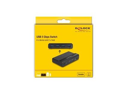 Delock Přepínač USB 5 Gbps na 4 x zařízení a 2 x hostitele