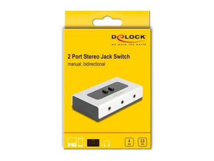 Delock Přepínač 2 na 1 se stereofonním konektorem 3,5 mm, 4 pinový, ruční, obousměrný
