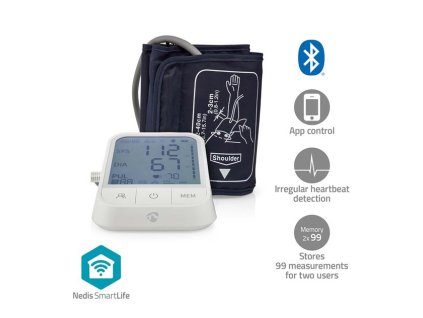 Nedis BTHBP10WT- SmartLife Monitor Krevního Tlaku| Rameno | Bluetooth | LCD Displej | 22 - 42 cm| Bílá