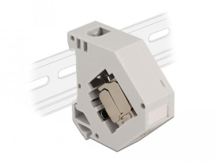 Delock Adaptér na DIN lištu s Keystone Modulem RJ45, zásuvkový, Cat.6A LSA