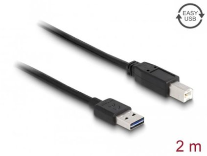Delock Kabel EASY-USB 2.0 Typ-A samec > USB 2.0 Typ-B samec 2 m černý