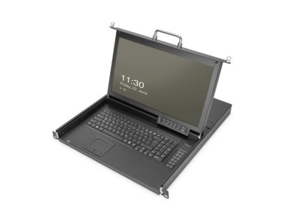 DIGITUS DS-72220-2US 17" Modularizovaná HD LCD TFT KVM konzole, 8 portů VGA KVM, americká klávesnice, černá (RAL 9005)