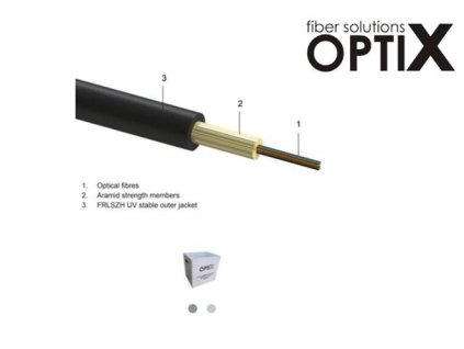 OPTIX DROP FTTx 16 optických vláken singlemode9/125, G.657A2 BLACK LSOH