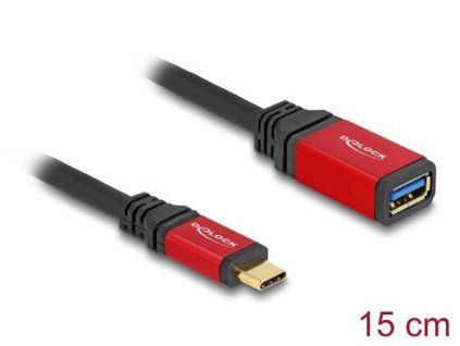 Delock USB 10 Gbps Adaptér USB Type-C samec na USB Typ-A samice 15 cm červený kovový