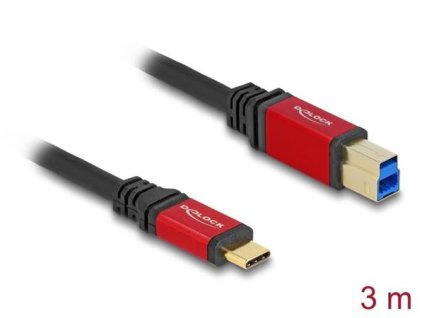 Delock USB 5 Gbps kabel USB Type-C™ samec na USB Typ-B samec 3 m červený kovový