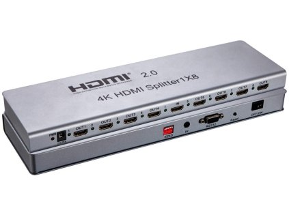 PremiumCord HDMI 2.0 splitter 1-8 portů, 4K x 2K/60Hz, FULL HD, 3D, repeater v setu