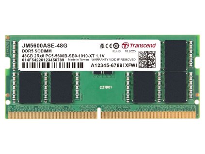 Transcend paměť 48GB DDR5 5600 SODIMM (JetRam) 2Rx8 2Gx16 CL46 1.1V