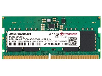 Transcend paměť 8GB JMDDR5 5600 SO-DIMM 1Rx16 1Gx16 CL46 1.1V